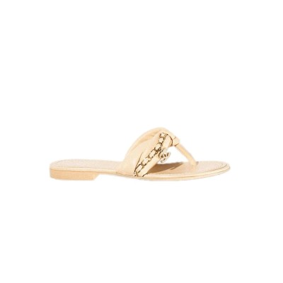 CHANEL SANDALS LAMBSKIN & METAL BEIGE G38210 X56564 0N719 